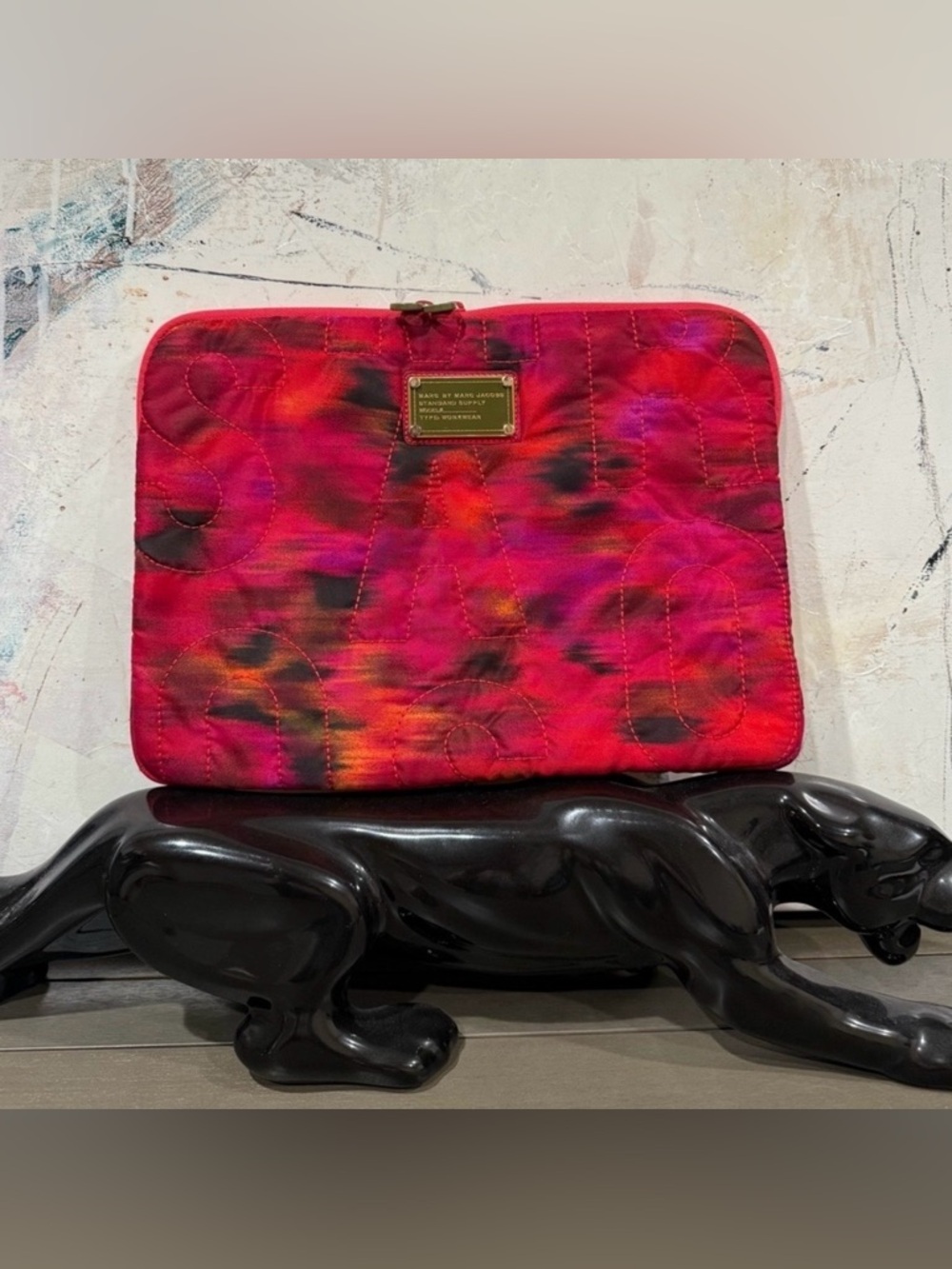 Marc by Marc Jacobs Quilted Laptop Tablet Sleeve Tie Dye Red Pink 13”